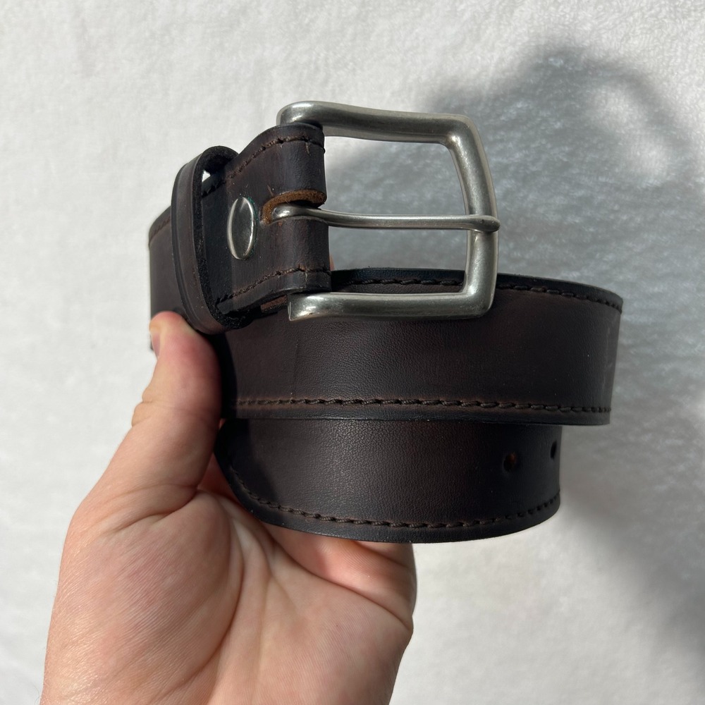 Strong Mens Size 28-30 Brown Leather Vintage B860-309 Adjustable Belt